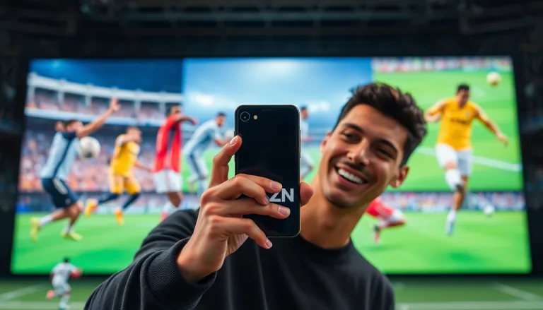 Logo de DAZN avec une icône de diffusion.