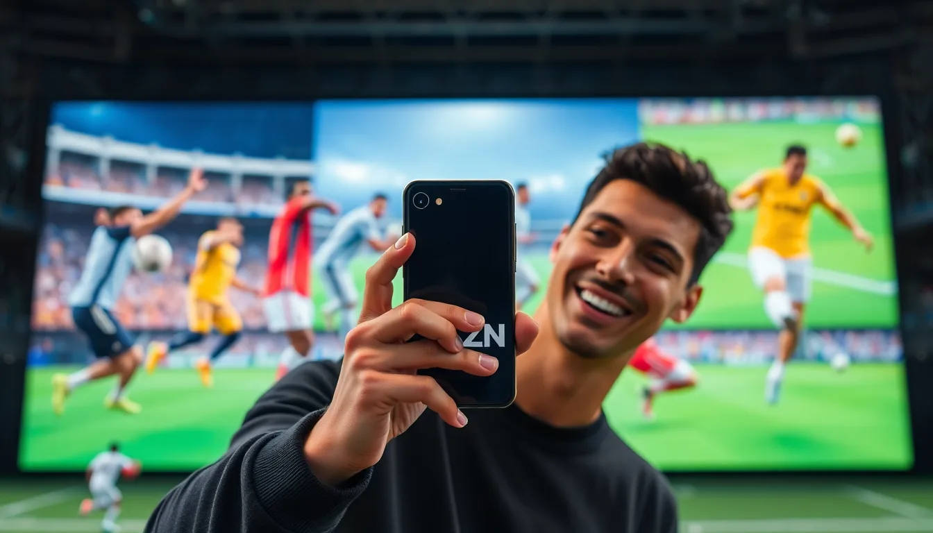 Logo de DAZN avec une icône de diffusion.