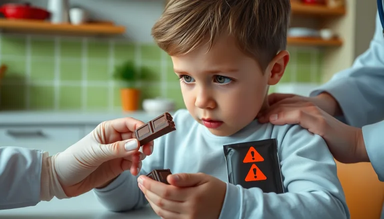 Image de tablette de chocolat avec un symbole d'alerte