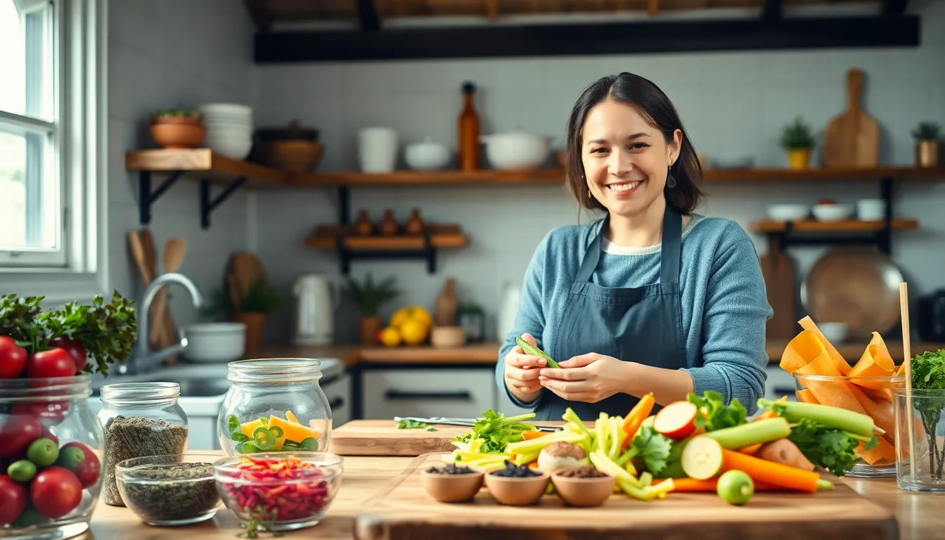Cuisine écoresponsable avec des ingrédients frais