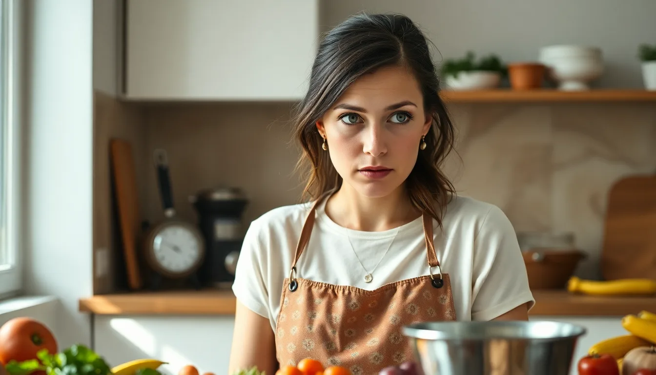 Une personne regardant avec doute un livre de recettes