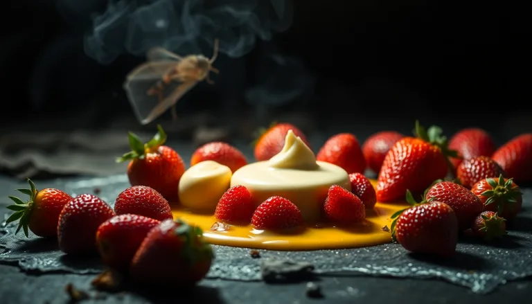 Réfrigérateur surchargé d'ingrédients de dessert face à la canicule