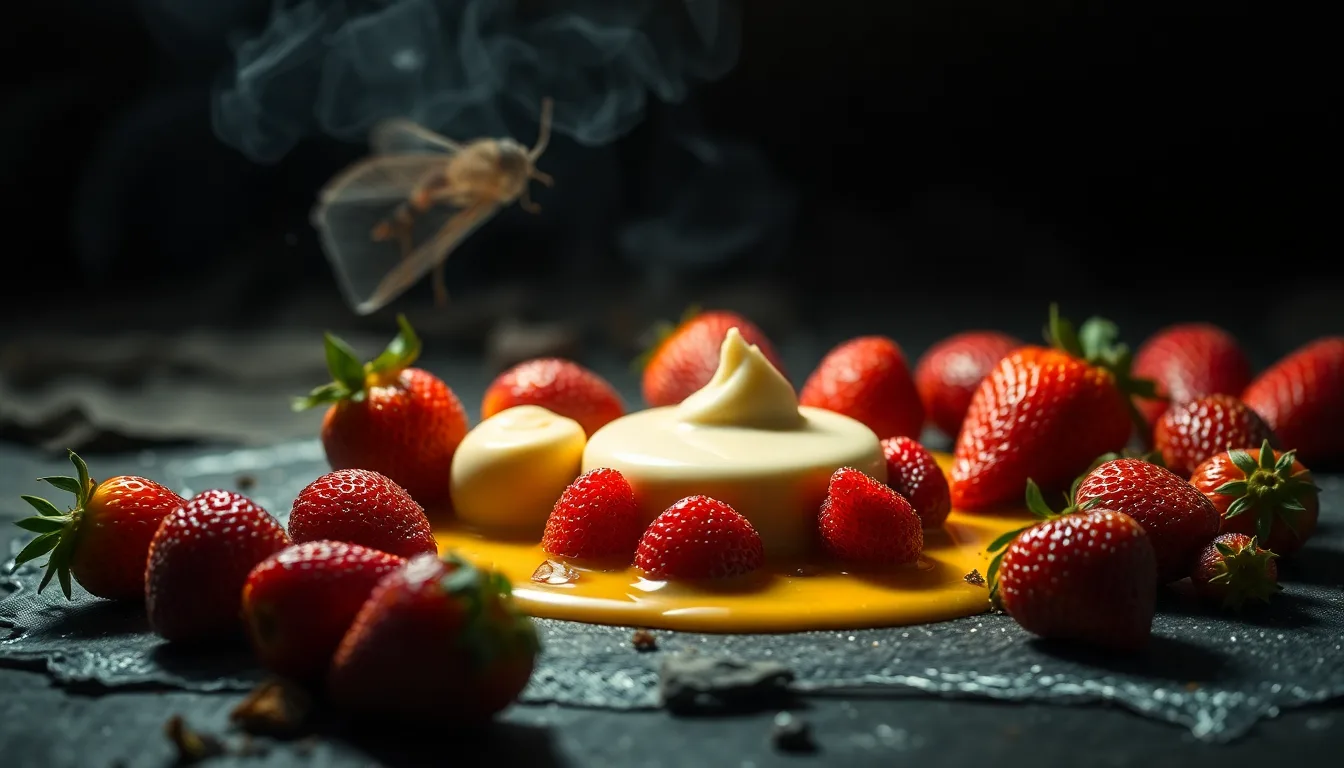 Réfrigérateur surchargé d'ingrédients de dessert face à la canicule