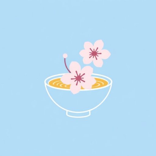 Logo sakoura.fr, bol de nouilles avec des fleurs de sakura sur le dessus.
