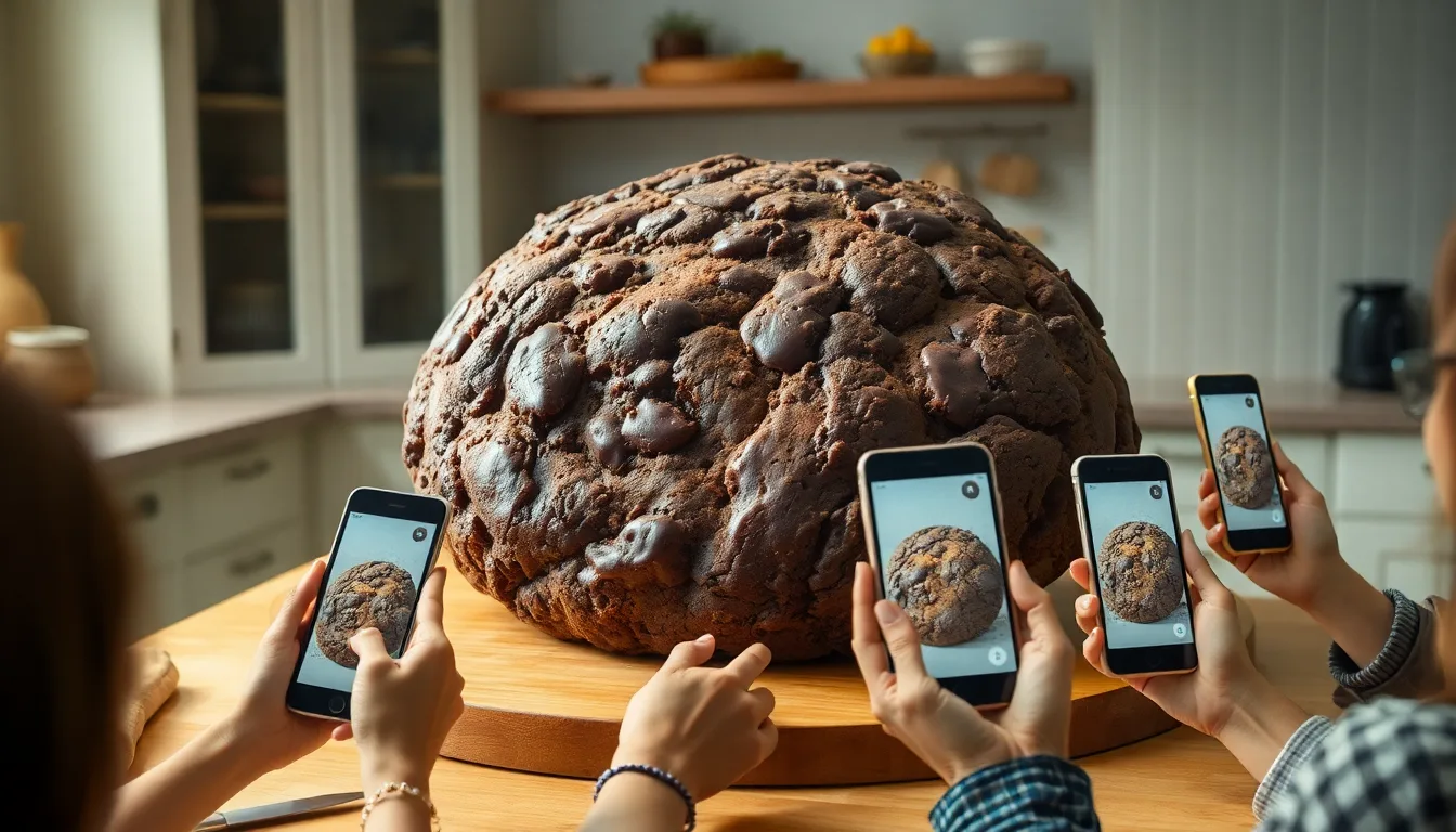 Un cookie géant, parfaitement doré, posé sur une assiette