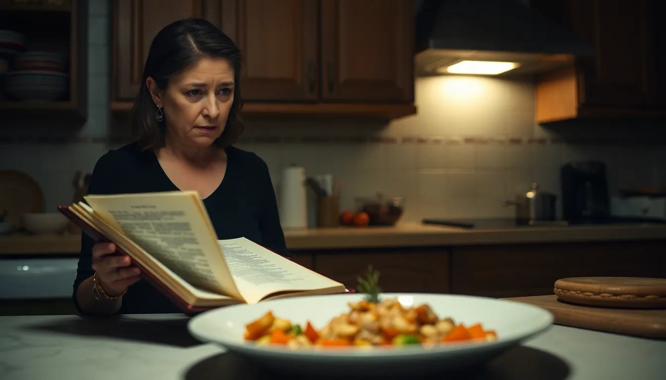 Une personne regardant avec doute une recette de cuisine