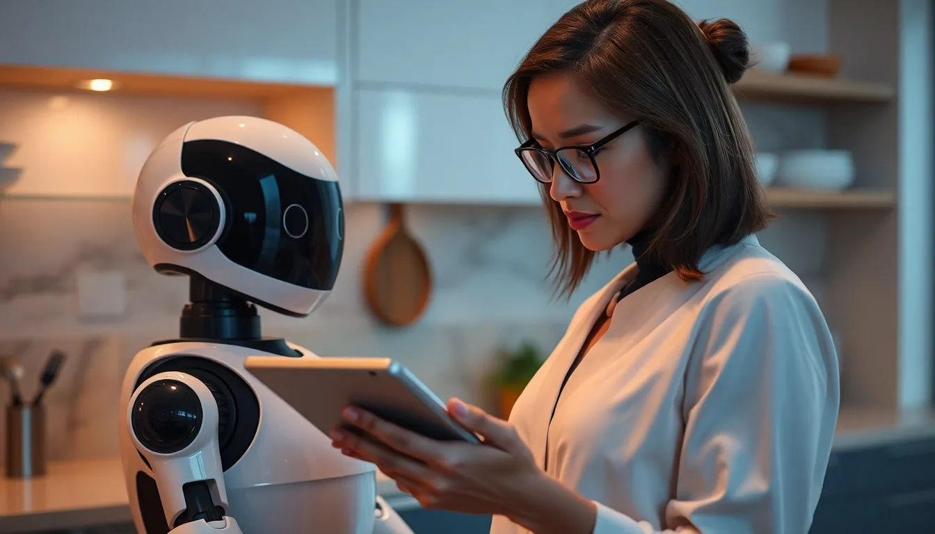 Un robot de cuisine avec une étiquette rouge de 'rappel produit' dessus, et une petite alerte d'avertissement.