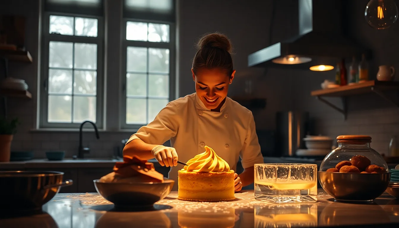 Femme souriante plaçant un dessert climatisé dans un réfrigérateur modifié.