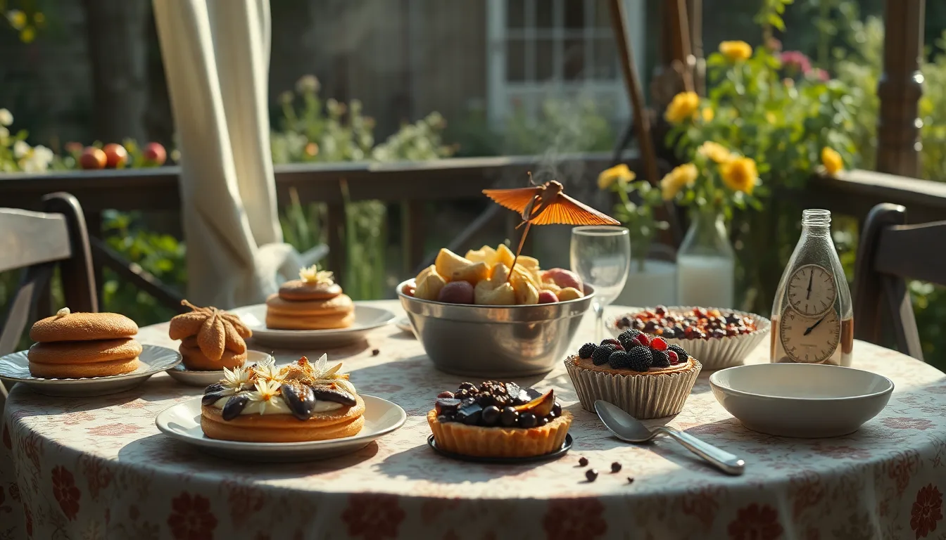 Femme soucieuse devant un dessert qui fond à cause de la chaleur