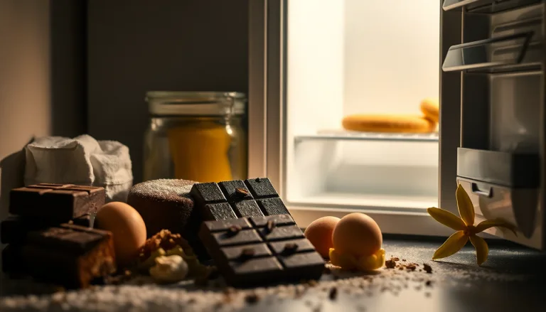 Divers ingrédients de pâtisserie avec une pastille rouge