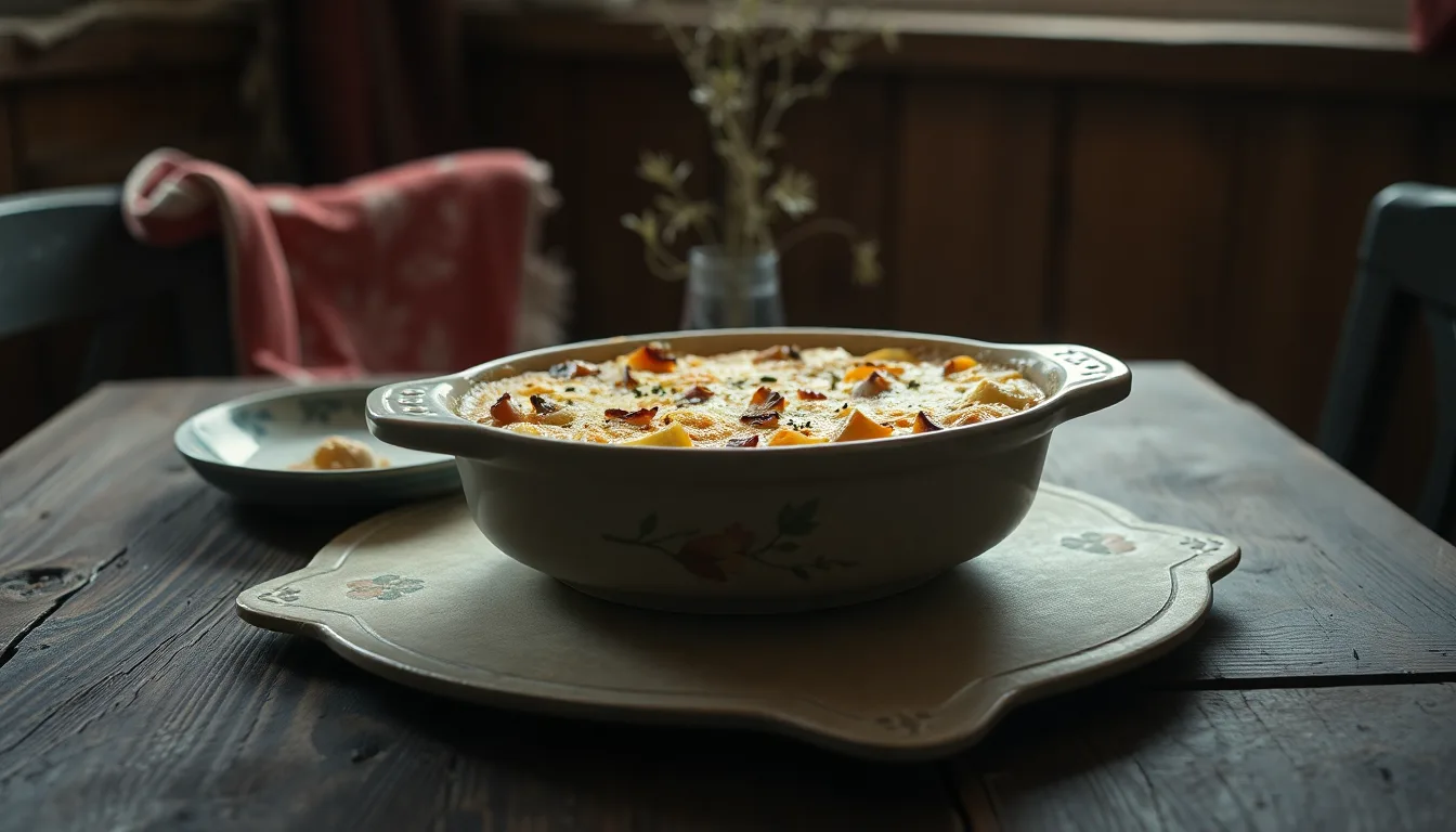 Un vieux plat à gratin patiné par le temps