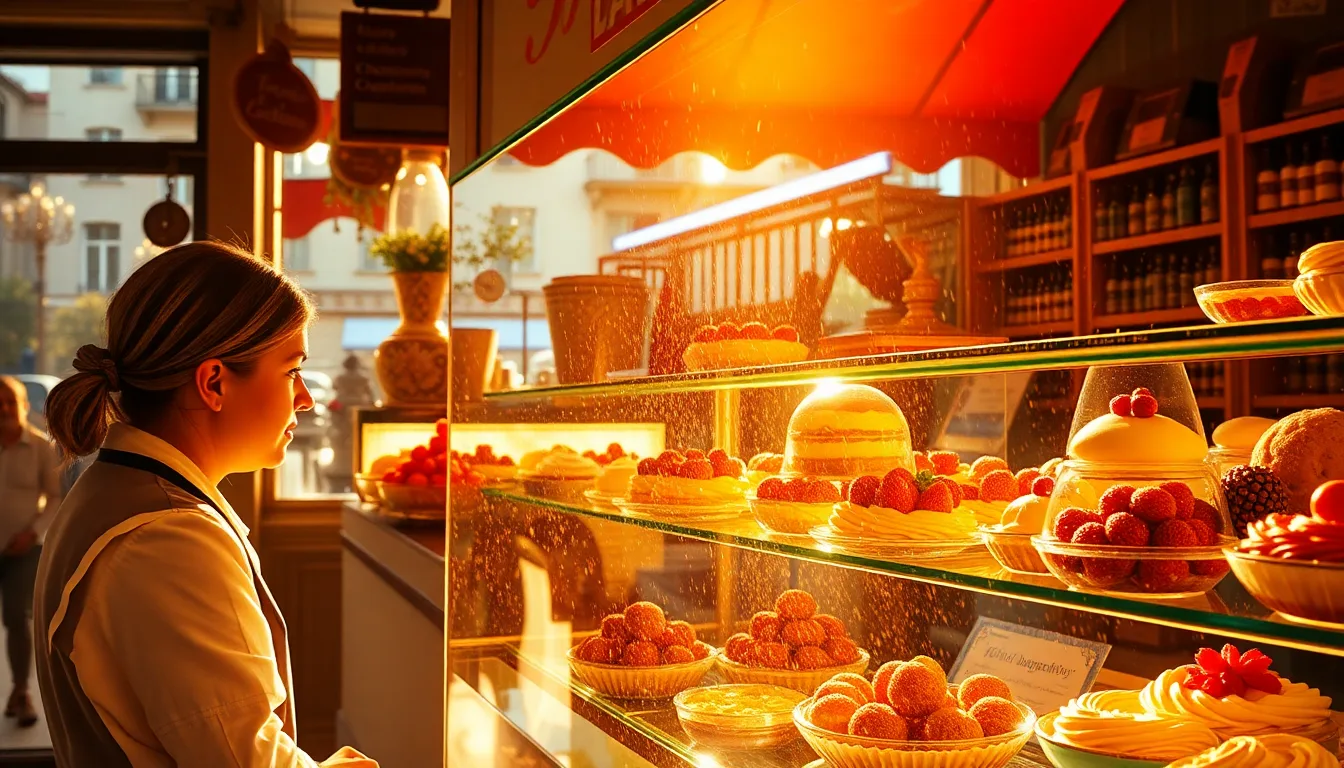 Une personne regarde tristement un dessert qui fond sous la chaleur.