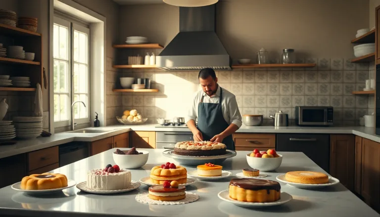 Une personne regardant un four éteint avec désespoir, avec des ingrédients de pâtisserie non cuits sur le comptoir.