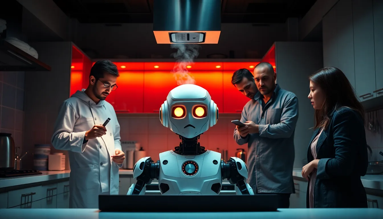 Un robot de cuisine avec un symbole d'alerte rouge sur son emballage.