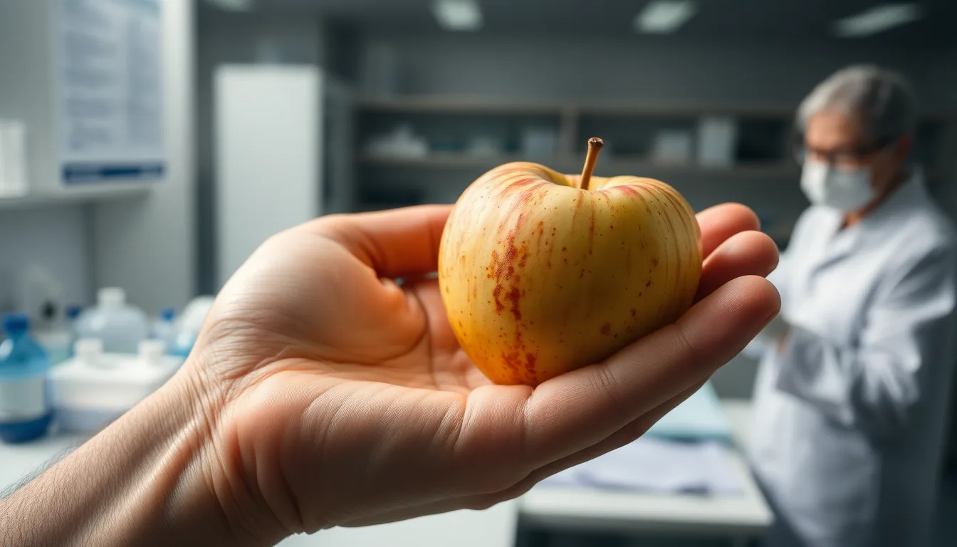 Gros plan sur des fruits avec des bactéries invisibles à l'œil nu
