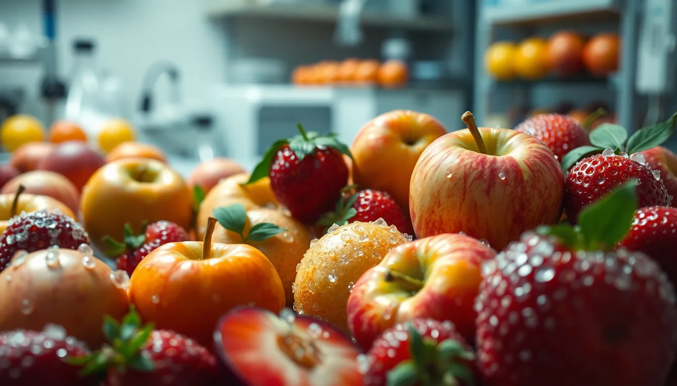 Une main tenant des fruits rouges sous un jet d'eau, avec un visuel suggérant un danger invisible.