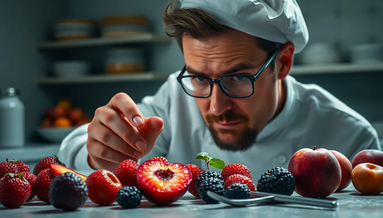 Fruits abîmés par l'humidité après une inondation, prêts à être transformés en dessert.