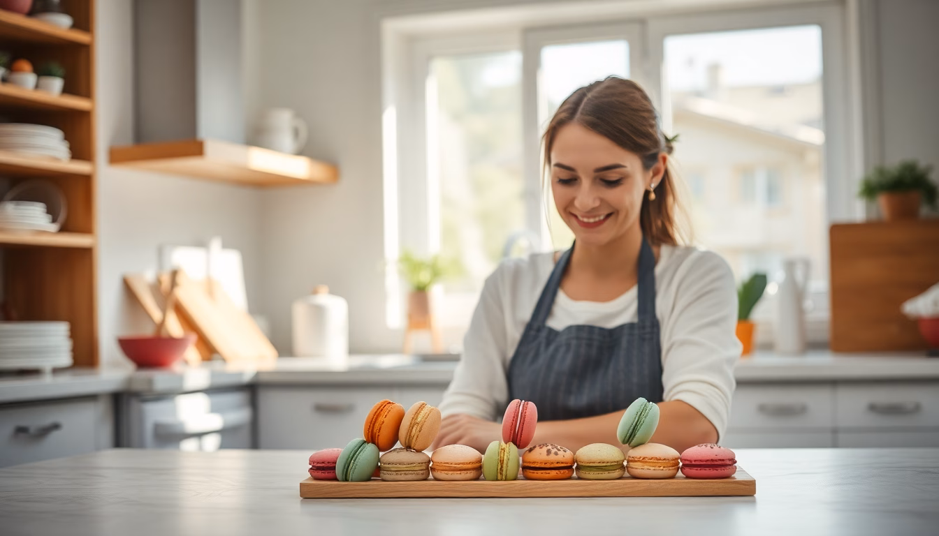 Macarons colorés joliment présentés