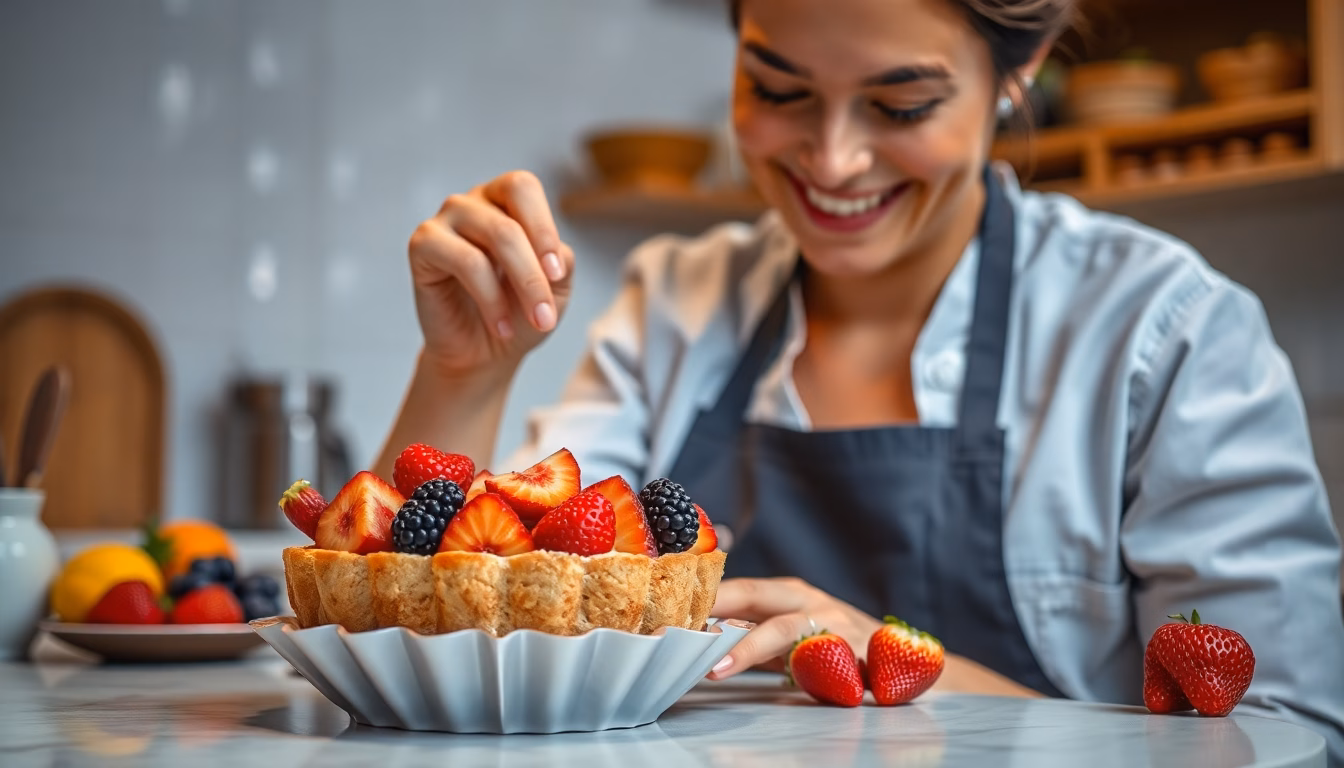 Tarte aux fruits parfaitement dorée et garnie