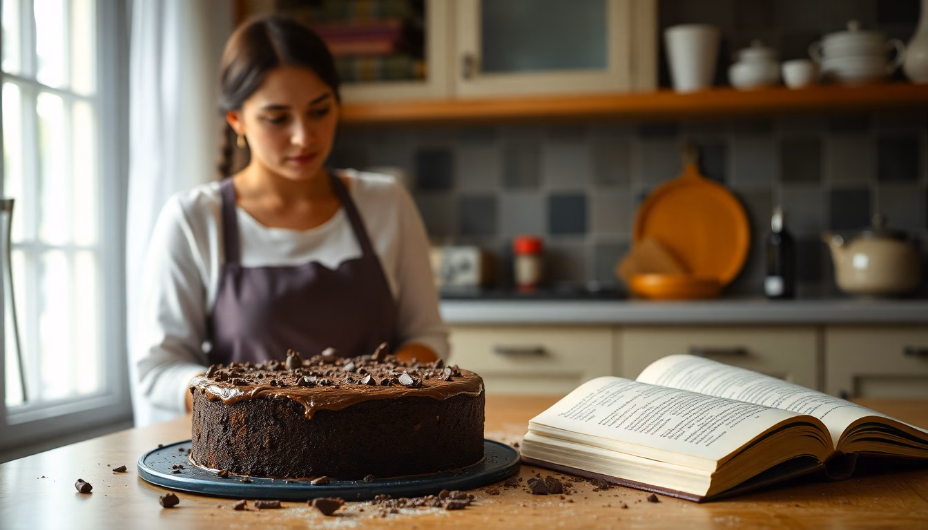 Une pâtisserie ratée avec une expression de déception sur le visage d'une personne.