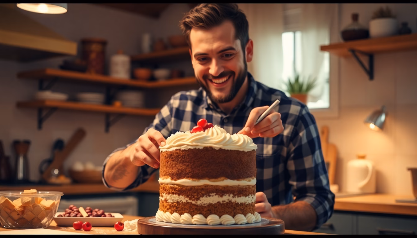 Personne souriante préparant des pâtisseries