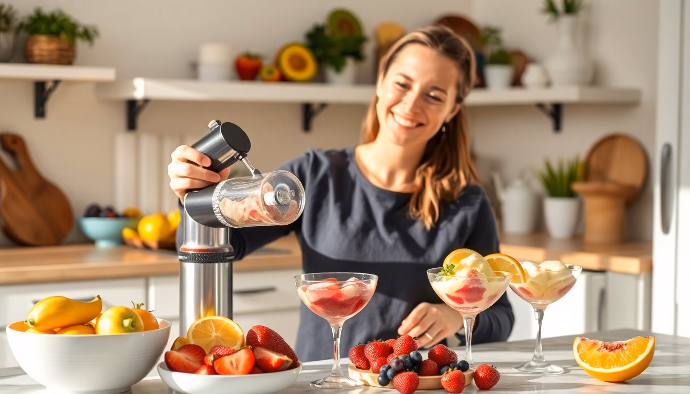 Bol de sorbet aux fruits frais maison