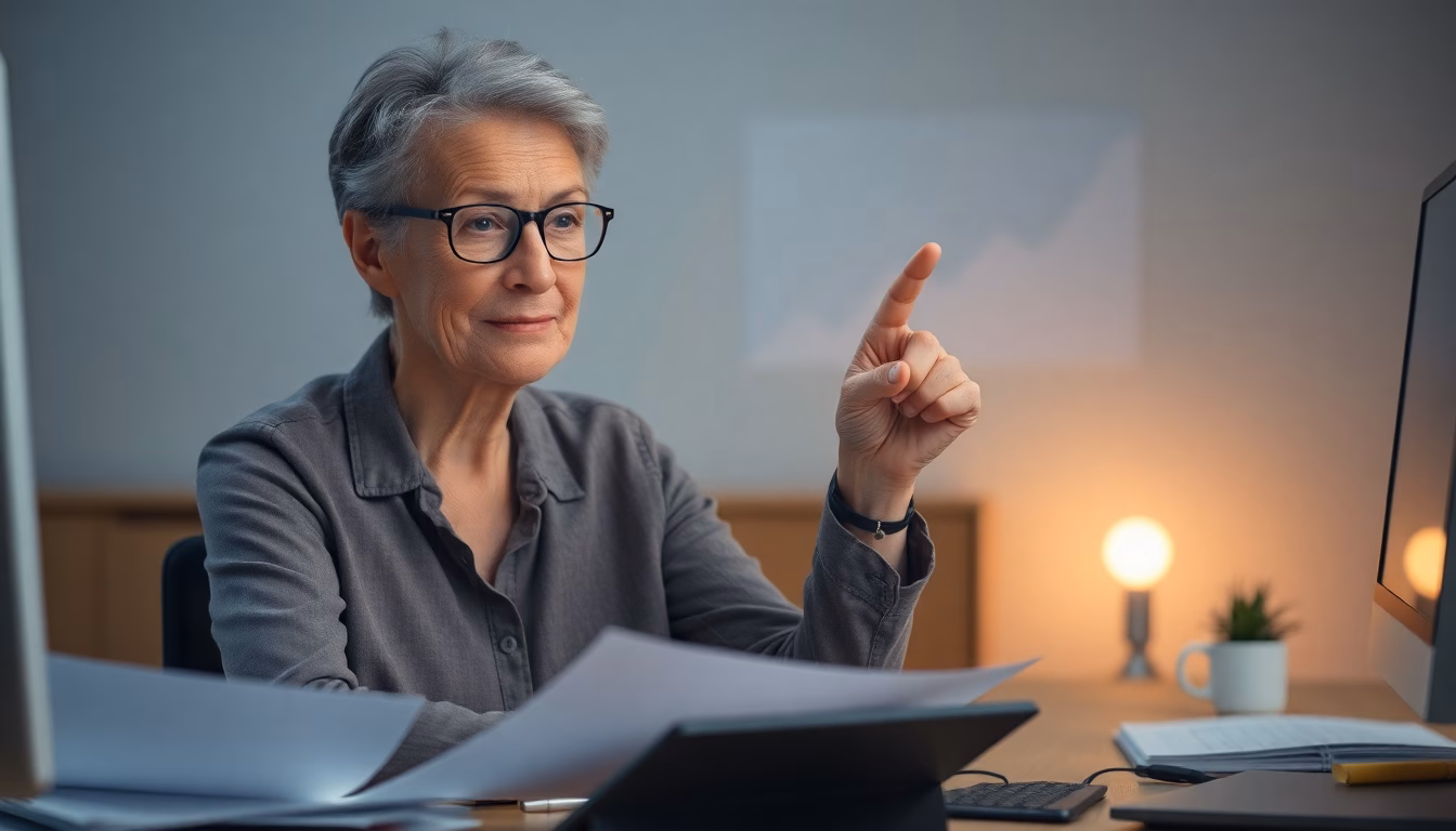 personne âgée optimiste et graphique financier