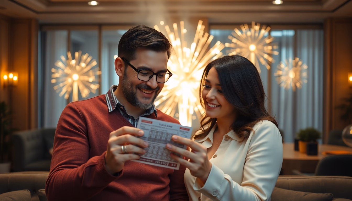 grille de loto stylisée avec chiffres lumineux