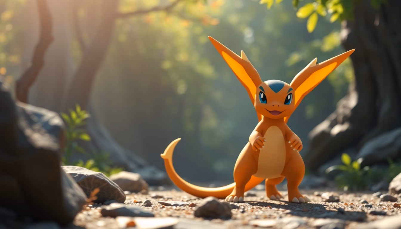 personnages Pokémon dans décor futuriste