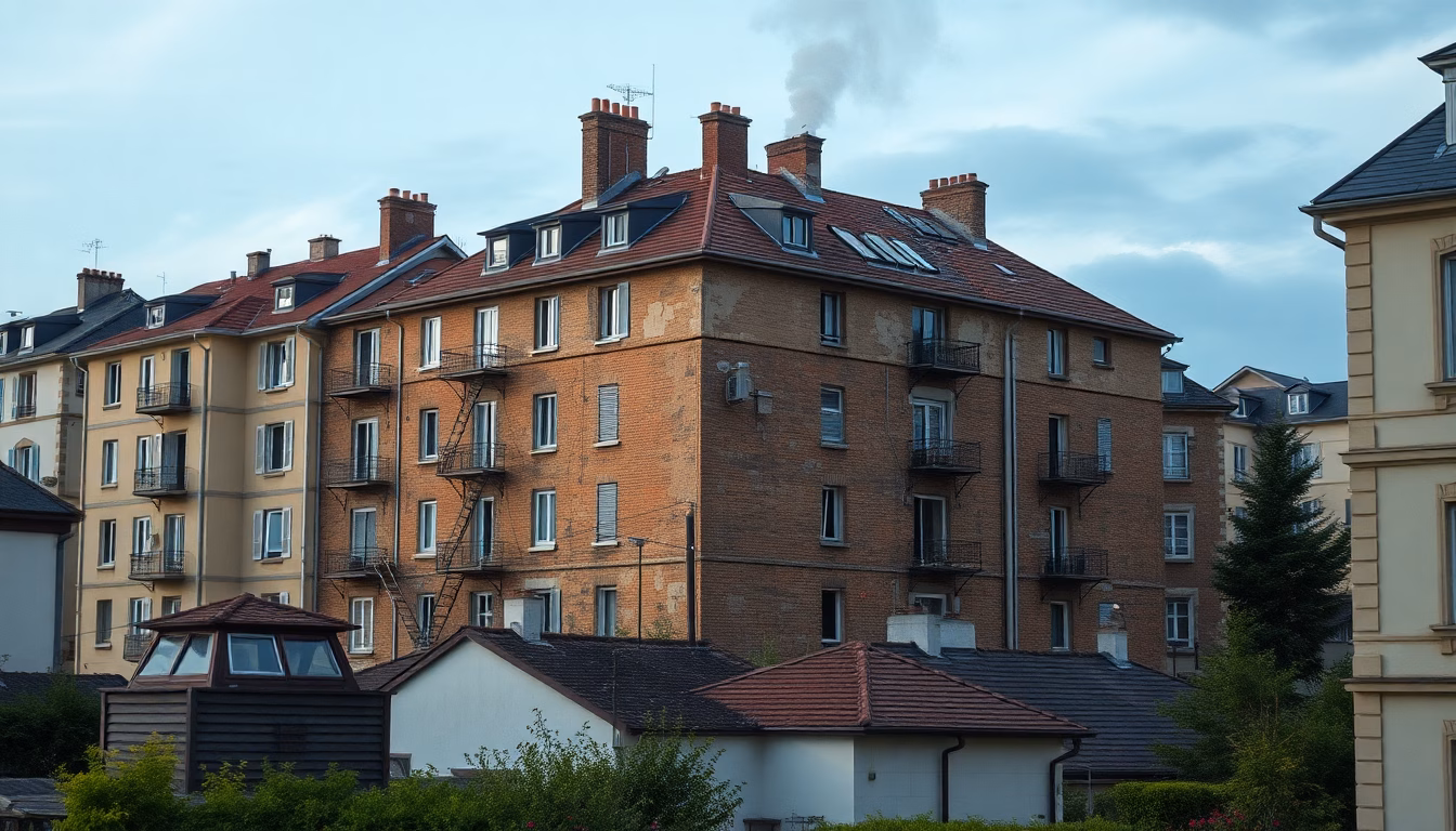 maison avec flammes stylisées et symbole de sécurité